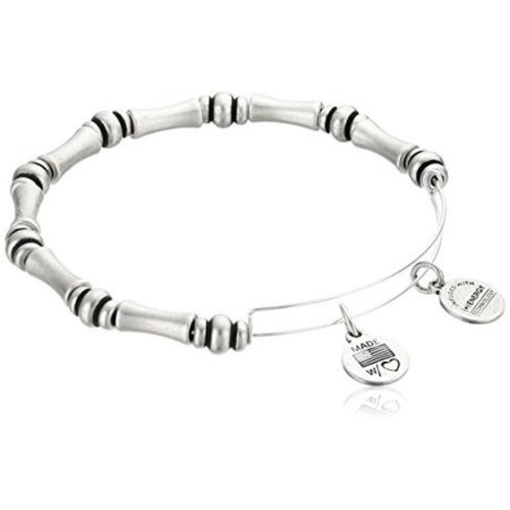ALEX and ANI Bangle Bar RAFAELIAN Silver-tone Bamboo Expandable Bracelet